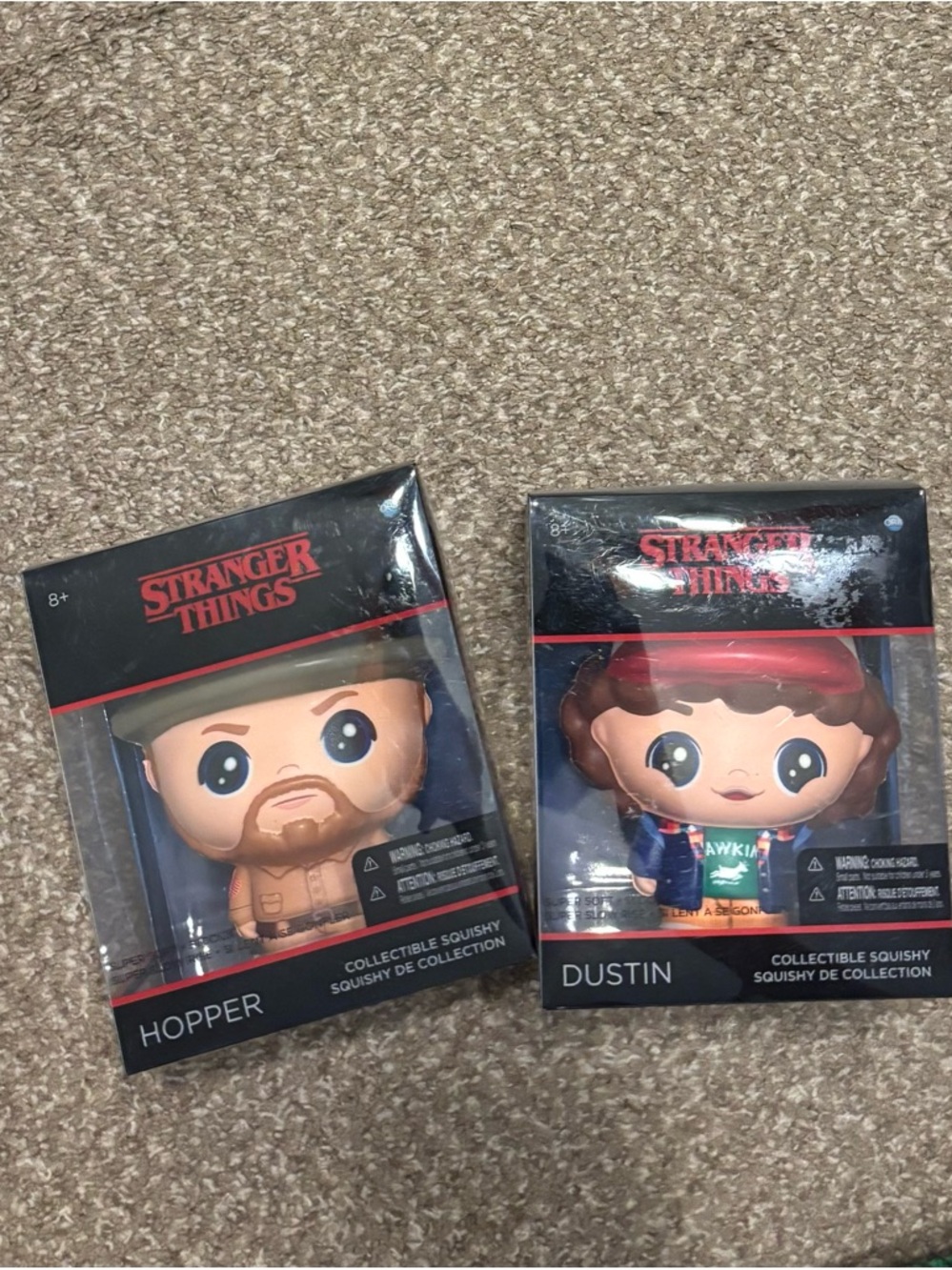Stranger Things Hopper & Dustin Collectible Squishy Figures - Brown, Blue